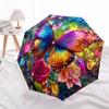 1 PC Automatic Folding Umbrella - Butterfly Garden Pattern, Portable & Foldable Design with 8 Ribs, Christmas Birthday Gifts