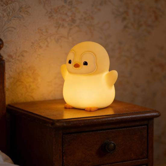 Penguin Baby Night Light USB Rechargeable LED Touch Lamp with Dimmable Glow Cute Bedside Lamp for Kids Adults Fun Novelty Gift for Home Decor