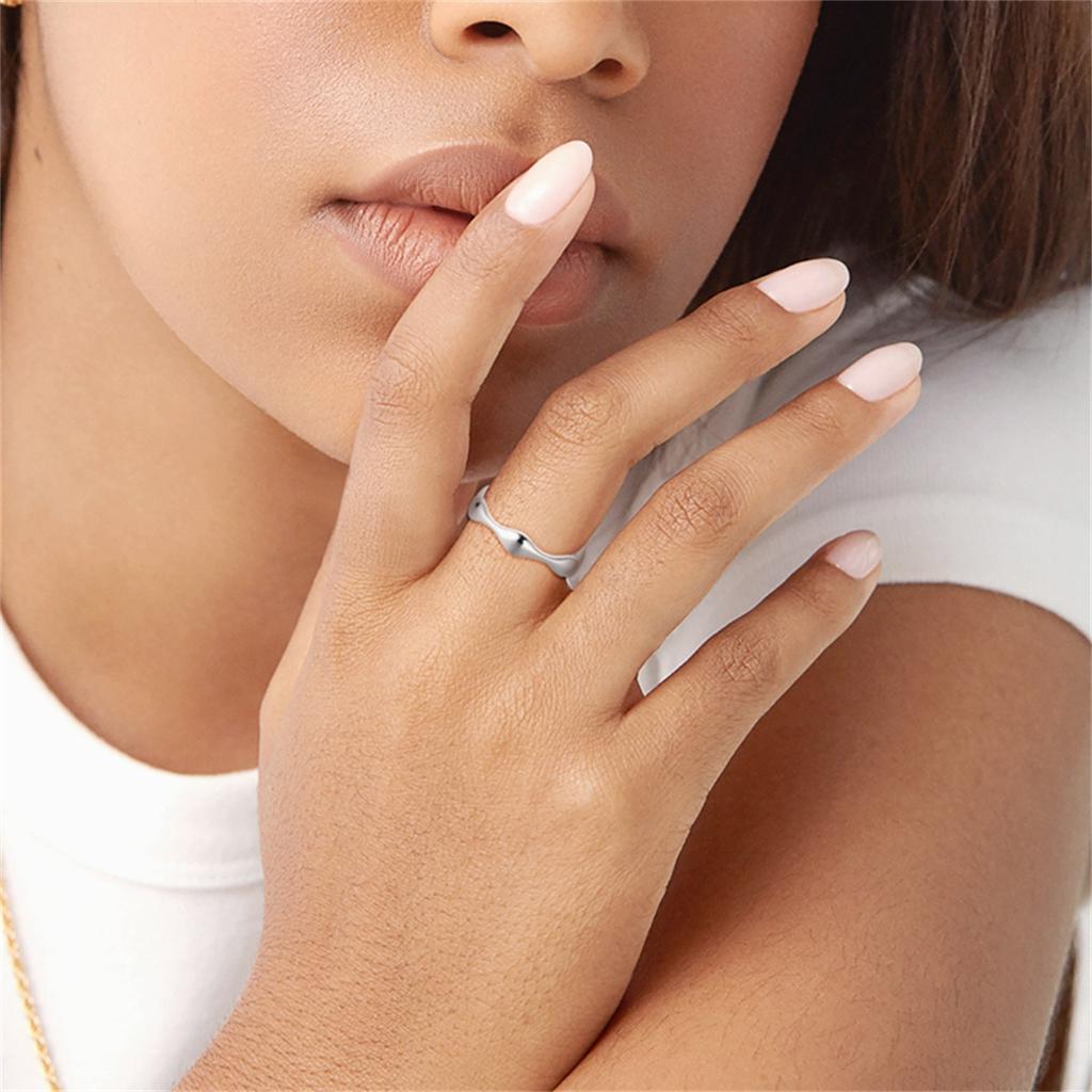 S925 Sterling Silver Regular Liquid Droplet Closed Ring for Women Finger Ring Personality Jewelry Party Trendy Gifts