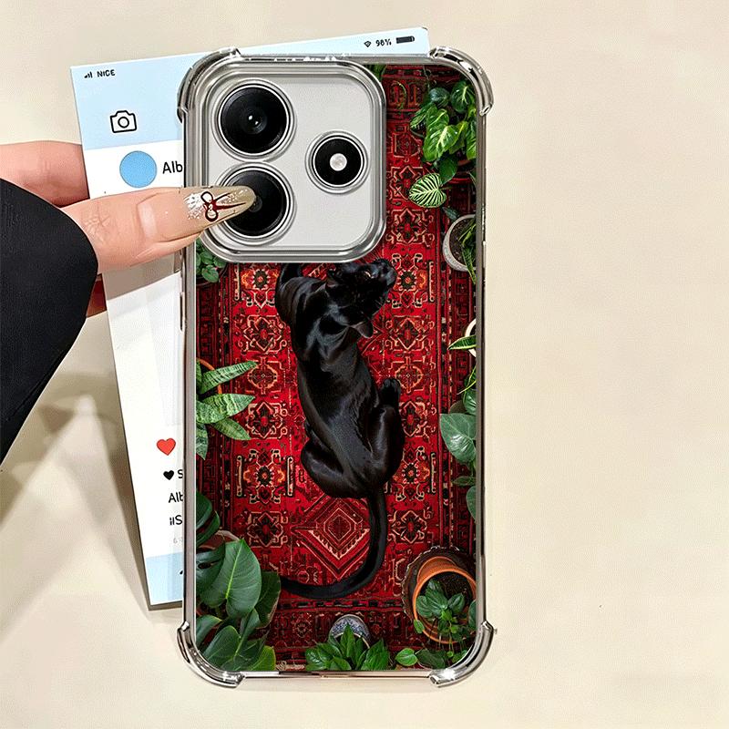 Black Panther Cool Animal Plating Phone Case For Xiaomi Redmi Note 14 15 Pro Plus 13 12 11 11S 11T 10 9S 9 5G Anti-Fall Airabag