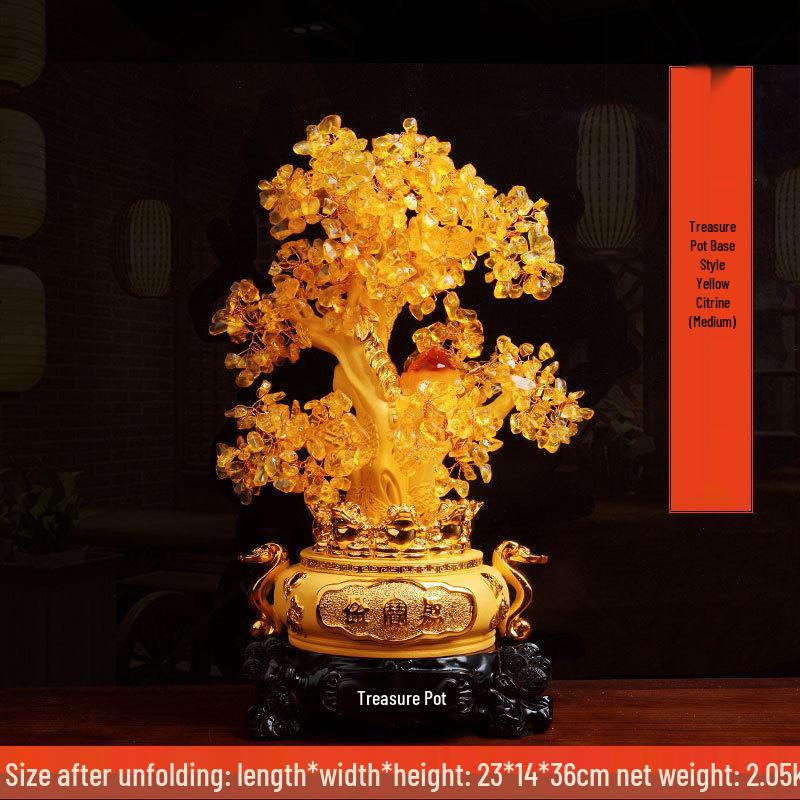 Citrine Money Tree Ornament for Living Room and Wine Cabinet Decoration – Wealth-Attracting Gift