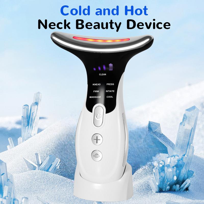 Hot Cool Microcurrent Facial Neck Lift Ice Compress Face Massager Neck Lifting Machine Skin Care Tool Shrink Pores Anti-age