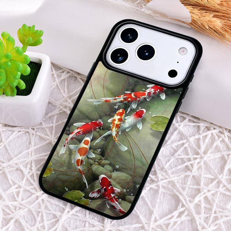 Japanese koi Fish Art Phone Case for iPhone 17 Air 16 15 11 12 14 13 Pro Max Shockproof Cover
