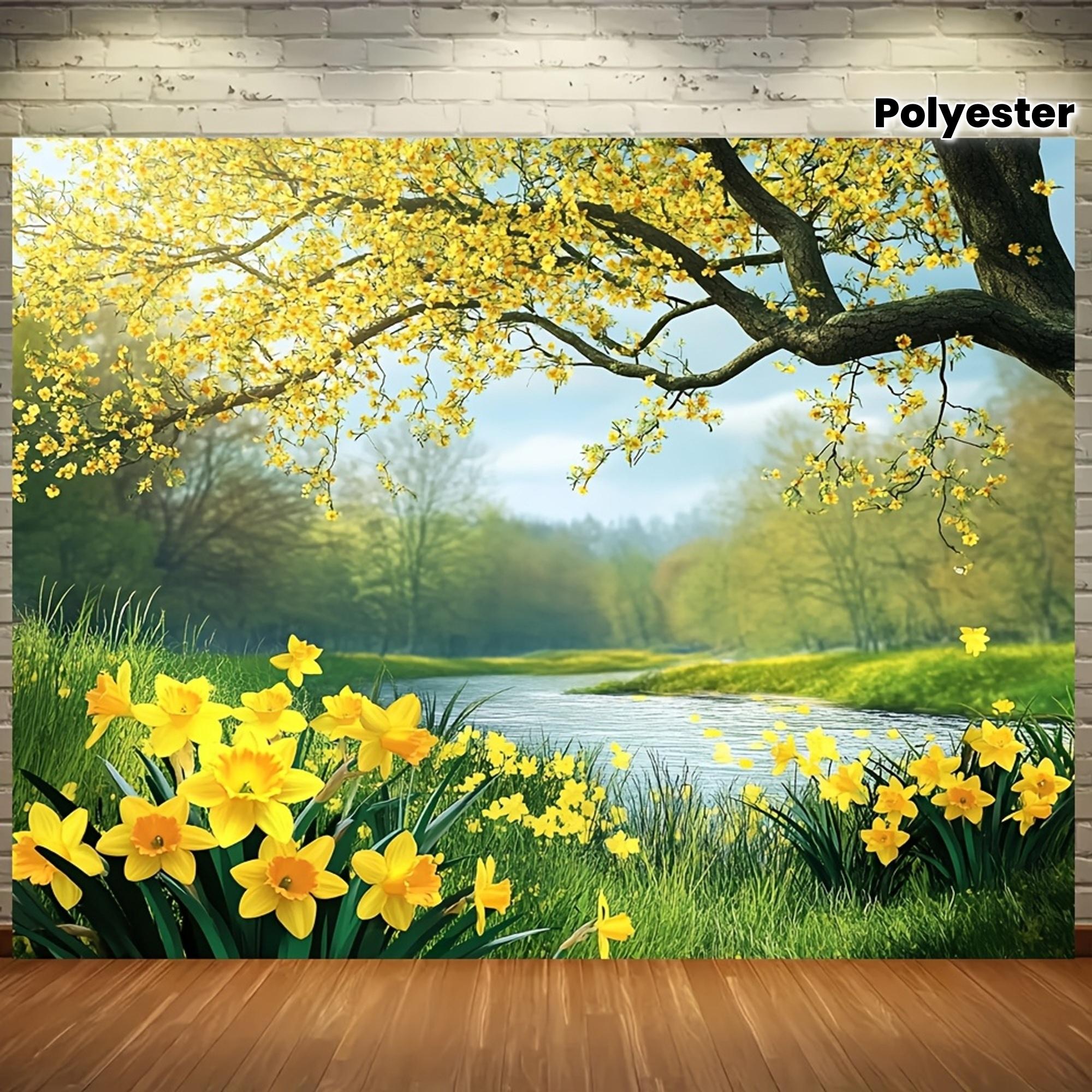 1 piece spring garden landscape natural landscape background made of polyester material (as the picture,130x180 CM)