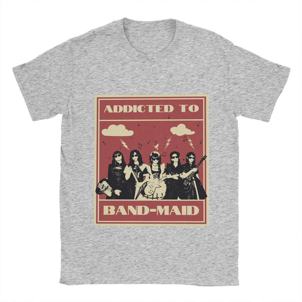 Męski T-shirt zespołu Band Maid 100% Bawełna Odzież Rekreacyjna Krótki Rękaw Okrągły Dekolt T-shirt Prezentowy