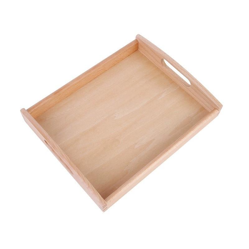 

Wooden Montessori Educational Toy Rectangular Storage Tray For Toddler Learning Activities Khaki A