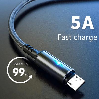 Cabo micro usb 5a led de carregamento rápido micro cabo de dados para huawei samsung xiaomi android acessórios do telefone móvel cabos carregador