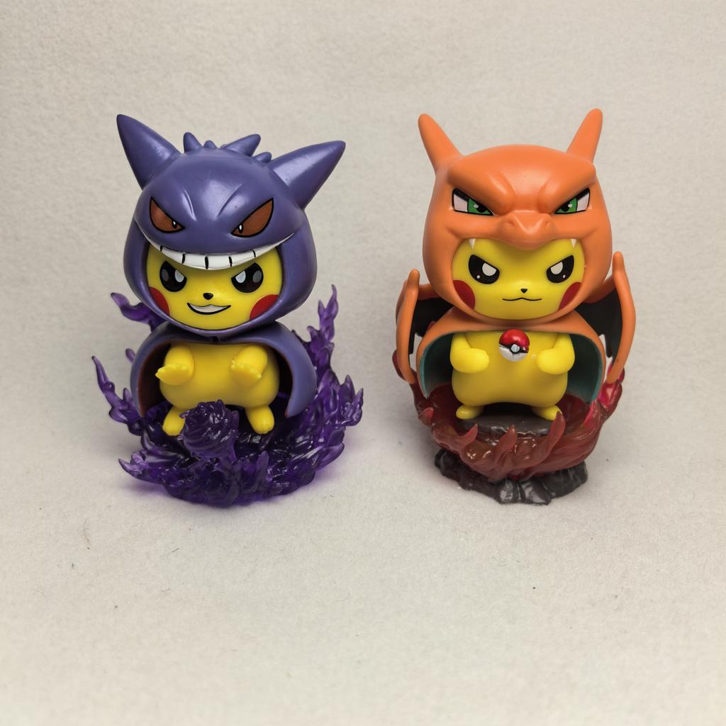 12cm Pokemon Figure Set Pikachu Gengar Charizard, Cute Anime Model Statue Collection for Display Gift Fans