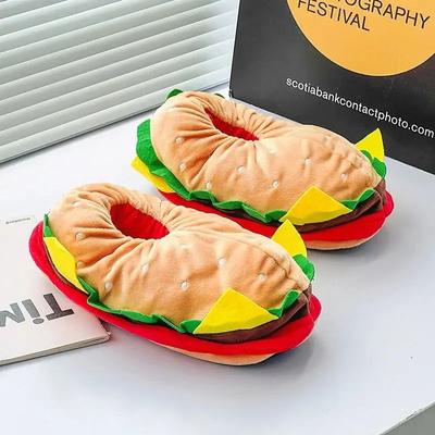 Módní pár Hamburger Pantofle Pánské Designové Legrační pantofle Pohodlné Měkké Teplé Pánské Pantofle Zimní Kožešinové Pantofle House Man