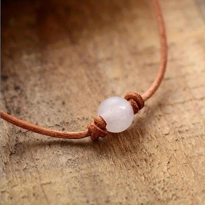Bohemian Natural Stone Turquoise Necklace, Braided  For Men Women Jewelry