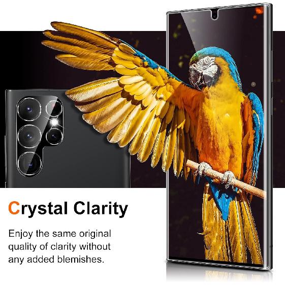 UniqueMe [2+2+1Pack] Compatible for Samsung Galaxy S23 Ultra 6.8 inch Screen Protector Flexible TPU, Camera Lens Protector with Installation Frame,