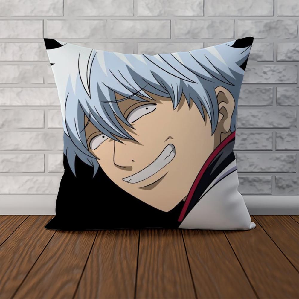 Gintama Animation Pillow Case For Car Sofa Decorative Home Doublesided Print Plush Square Throw Pillow Cushion Cover