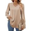 Women's Fall New Arrivals Solid Sheer Chiffon Shirt V-Neck Sleeveless Bell Sleeve Long Sleeve Top Blouse