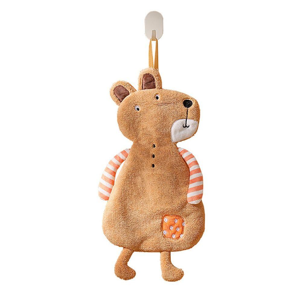 Cartoon Animal Hanging Hand Towels Coral Fleece Bathroom Towel Creative Kitchen Towel  Kitchen