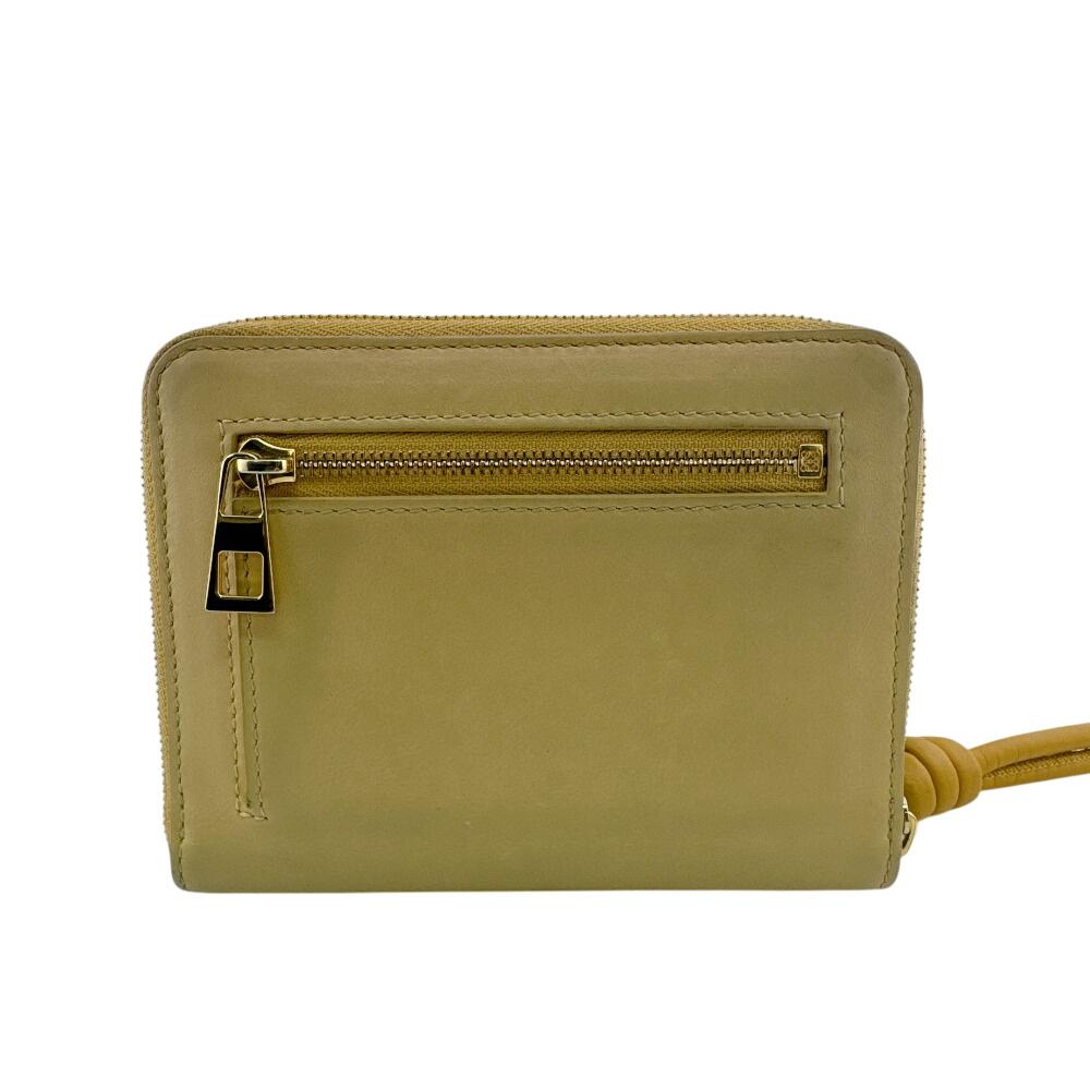 Loewe Compact Zip Wallet Leather Knot Bifold Wallet Yellow Leather Used
