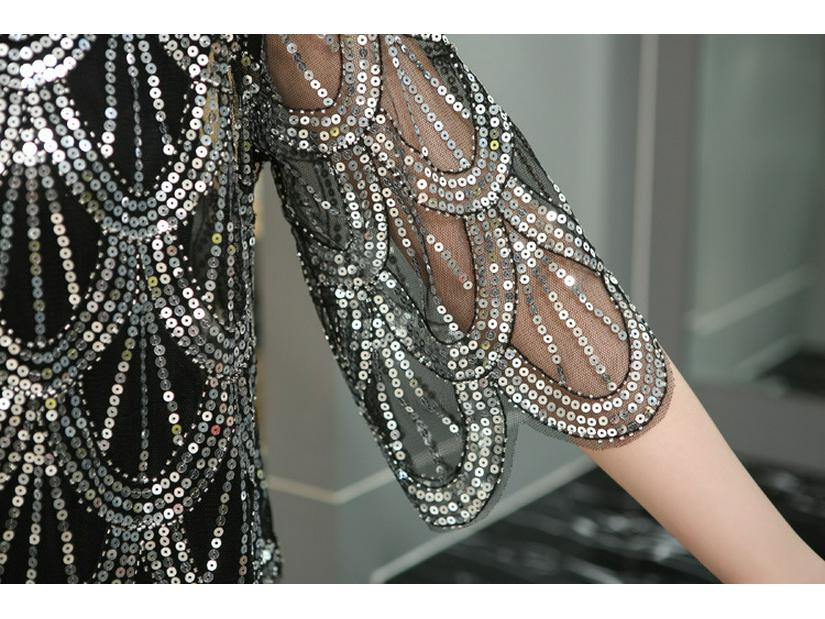 Trendy European & American Mid-Sleeve Sequin Beaded Shawl Jacket for Women