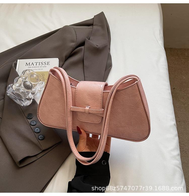 Textured Underarm Bag 2025 Summer New Women's Bag Retro Bow Handbag Try Niche Shoulder Bag