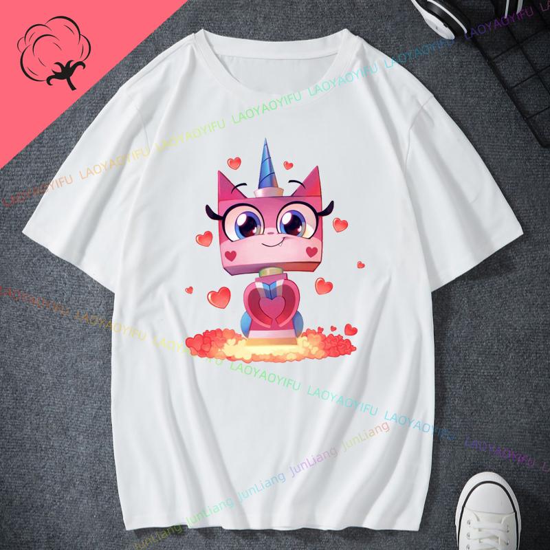 Unikitty Cat Print Funny Tee Shirt Cute 90s  Funny Tee Man Womens 100 Cotton Short Sleeves Couple Birthday Gift Party Shirt
