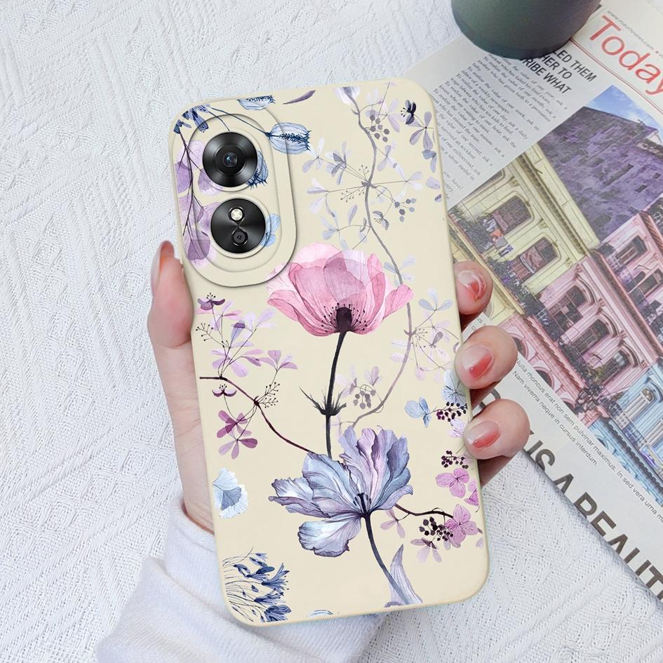 For OPPO A9 2020 A15 A15S A17 A58 A1Pro 5G Phone Case Fashion Avocado Flower Camera Protection Liquid Silicone Soft Cover For OPPO A33 Fundas Coque