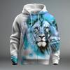 Animal Lion Pattern 3D Printed Men's Hoodie Spring and Autumn Casual Long Sleeve Hoodie Street Loose Sweatshirts Men's Tops