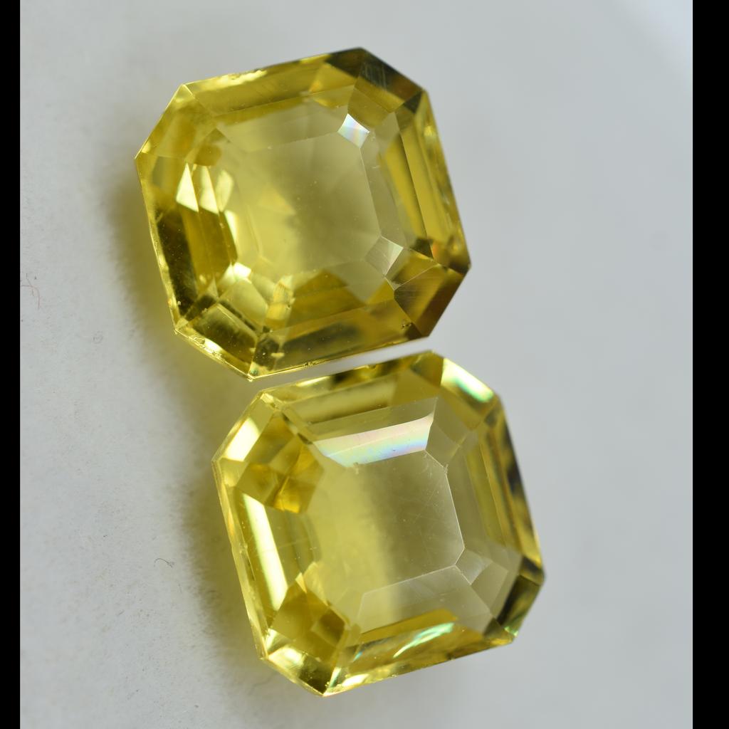 Pair 20.45 Ct Natural Yellow Sapphire Square Cut Loose Gemstone Pair