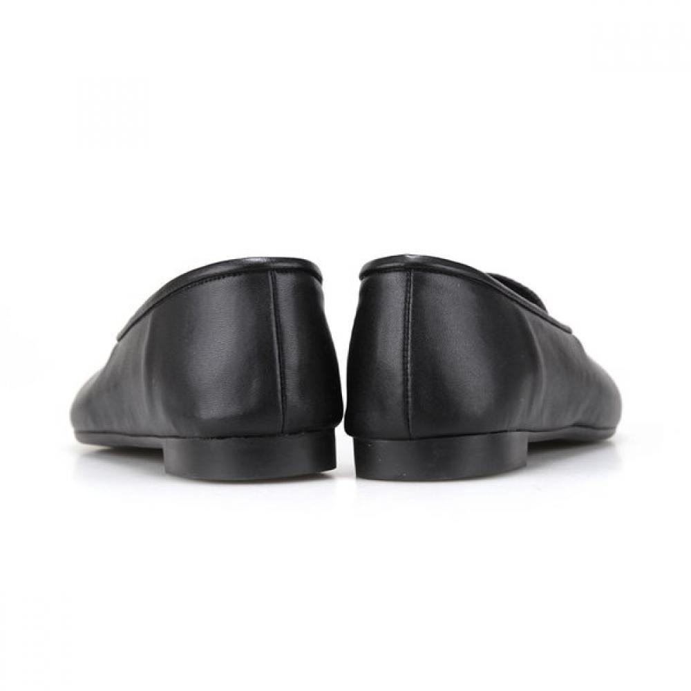 Barbara Soft Leather Minimal Feminine Mary Jane Flat 1cm Bqj128bk