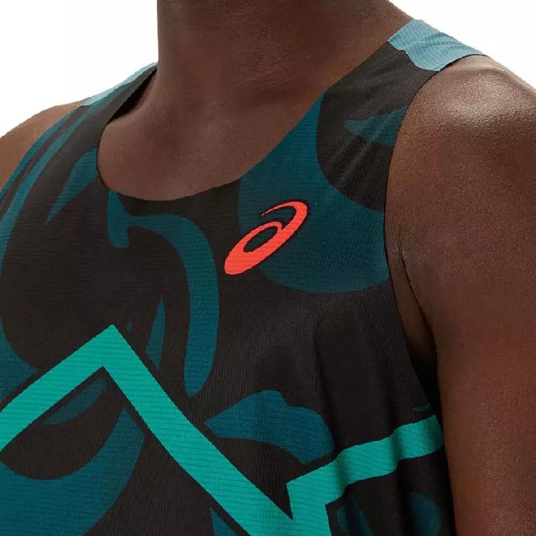 Asics All Over Print Round Neck Tank Top Men Tops Blue 2091A739-412