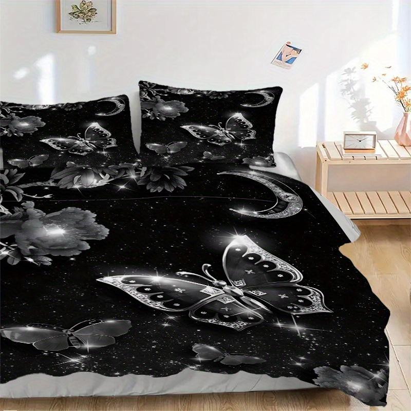 

3pcs Butterfly Bedding Set, Ideal for Home Use, Suitable for Bedroom Decor (1*Duvet Cover + 1/2*Pillowcases, No Core) yy250821185 135x200cm