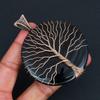 Handcrafted Huge Round Black Onyx Pendant, Artistic Tree of Life Copper Wire Wrap, Oversized Gemstone Necklace, Boho Chic Jewelry