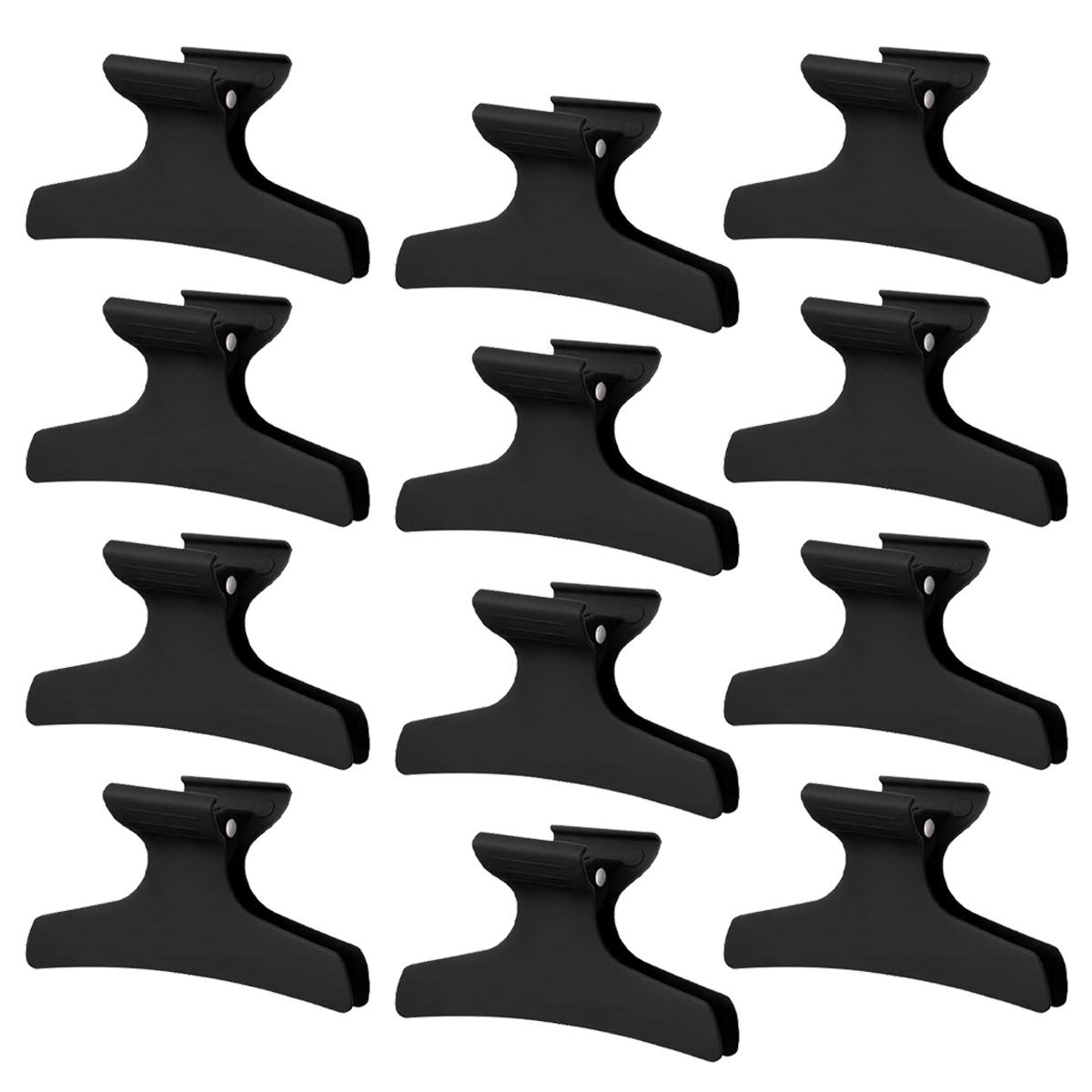 

12pcs Black Butterfly Grip Hair Clip, Hairclip Hairdresser Home DIY Styling, Hairstyle Design Tool,Special for real hair wigs