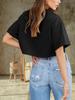 Damen Drop Shoulder Crop Top Kurzarm Y2K Sommer Basic T-Shirt