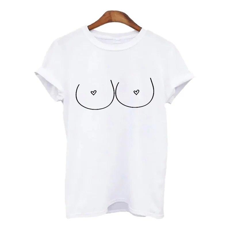 

Летние футболки для женщин harajuku с принтом «сиськи и грудь», женские футболки, повседневные уличные футболки с короткими рукавами, футболка femme XXXL 3XL белый