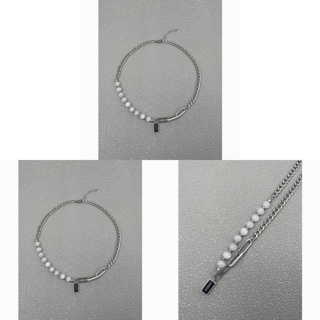 Unique Geometric Locking Chain Necklace Crafted From Stainless Steel For Casual Wear