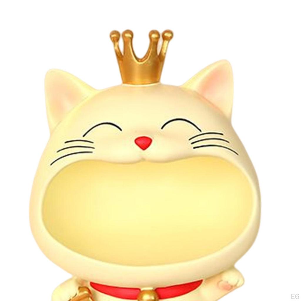 Cat Figurine Storage Box Desk Organizer Modern Ornament Animal Bowl Sundries Container Snack