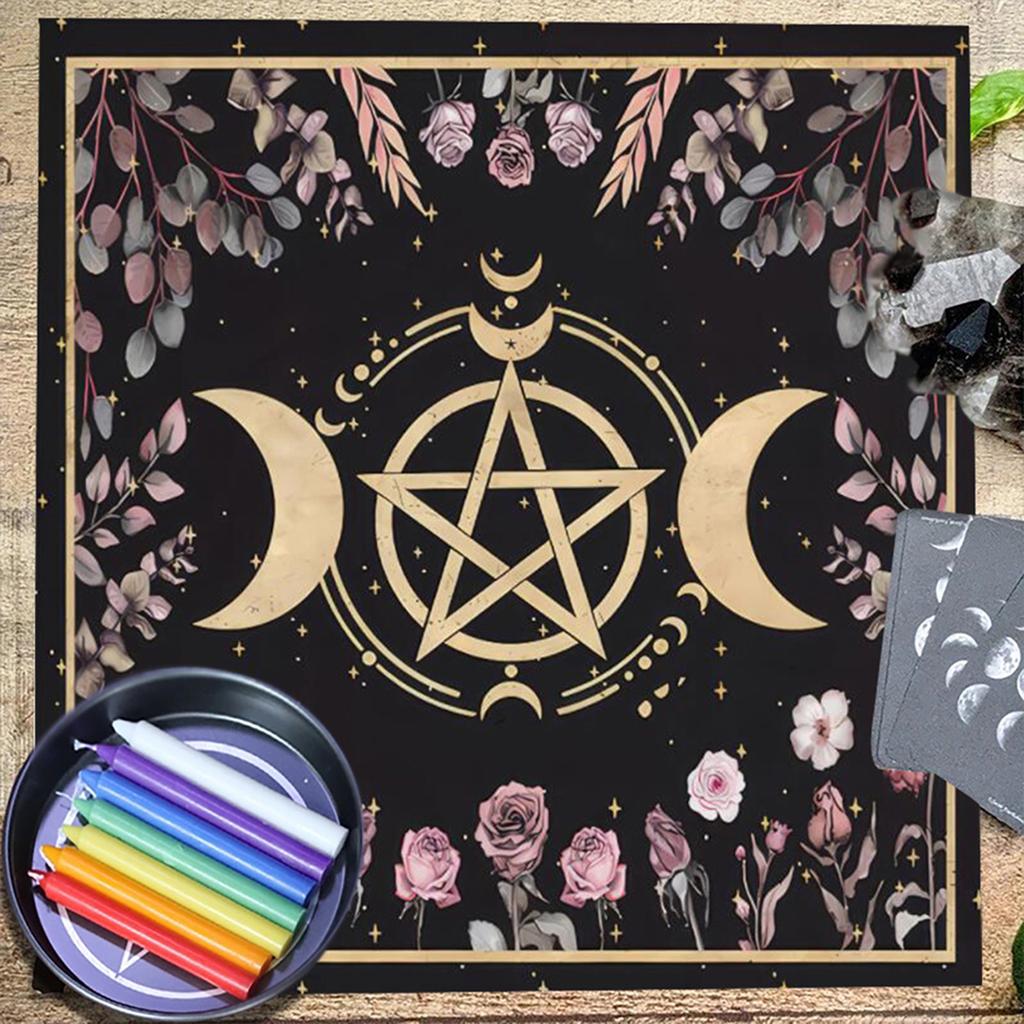 Paño de Altar de Tarot de Franela Cuadrado Almohadilla para Juego de Mesa Almohadilla para Oráculos Astrológicos Cubremesa Alfombrilla para Cartas Mantel para Adivinaciones