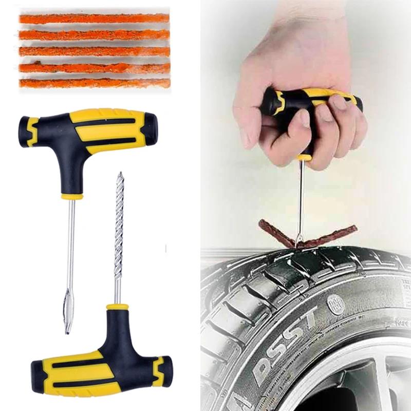 Werkzeugset zur Reifenreparatur für Auto, Motorrad, Fahrrad. Reifen-Schnellreparaturset. Reifenpannen-Reparaturwerkzeug mit Reparatur-Gummistreifen.