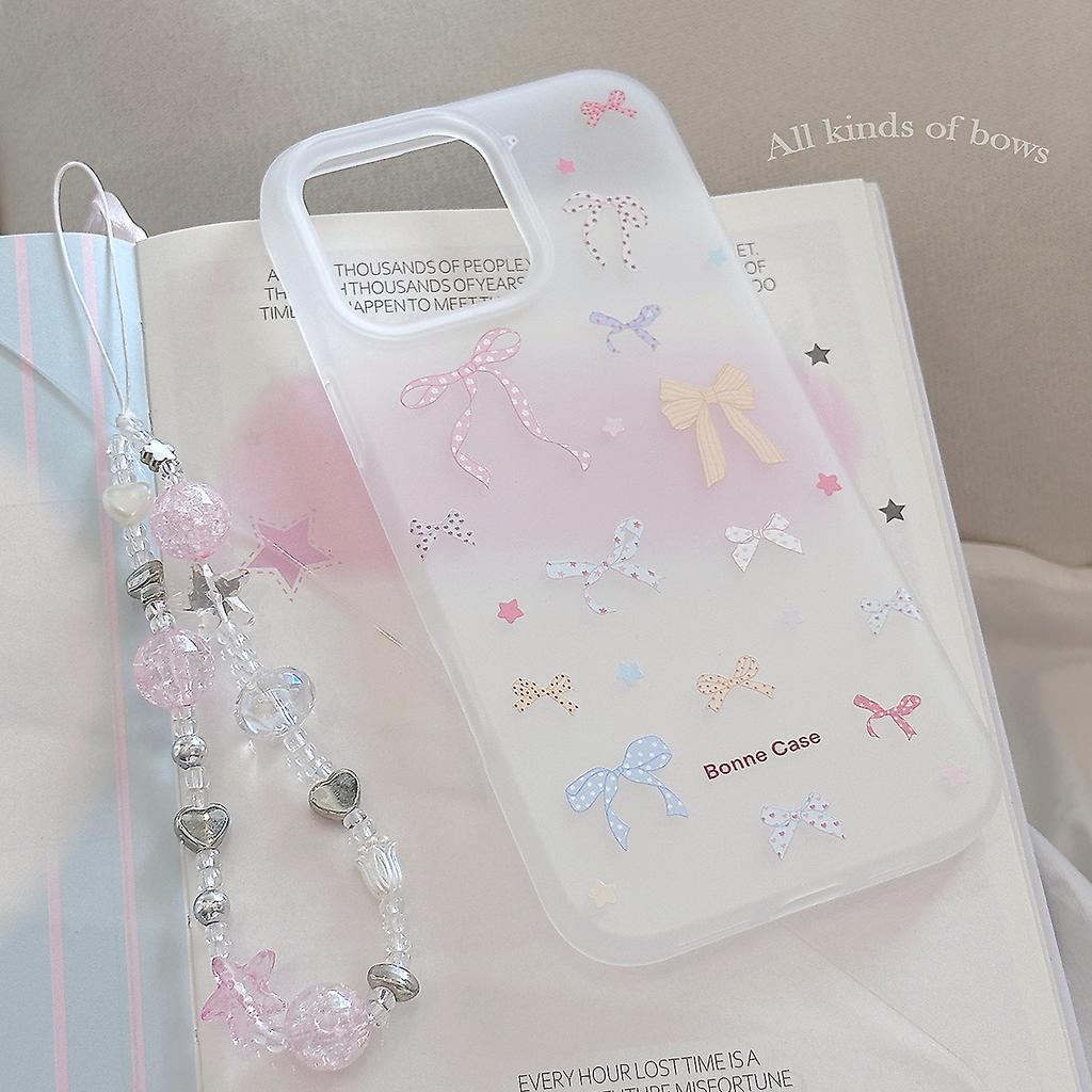 Sweet girl bow for apple 16 mobile phone case iphone17promax lanyard 14 silicone 13 soft 11