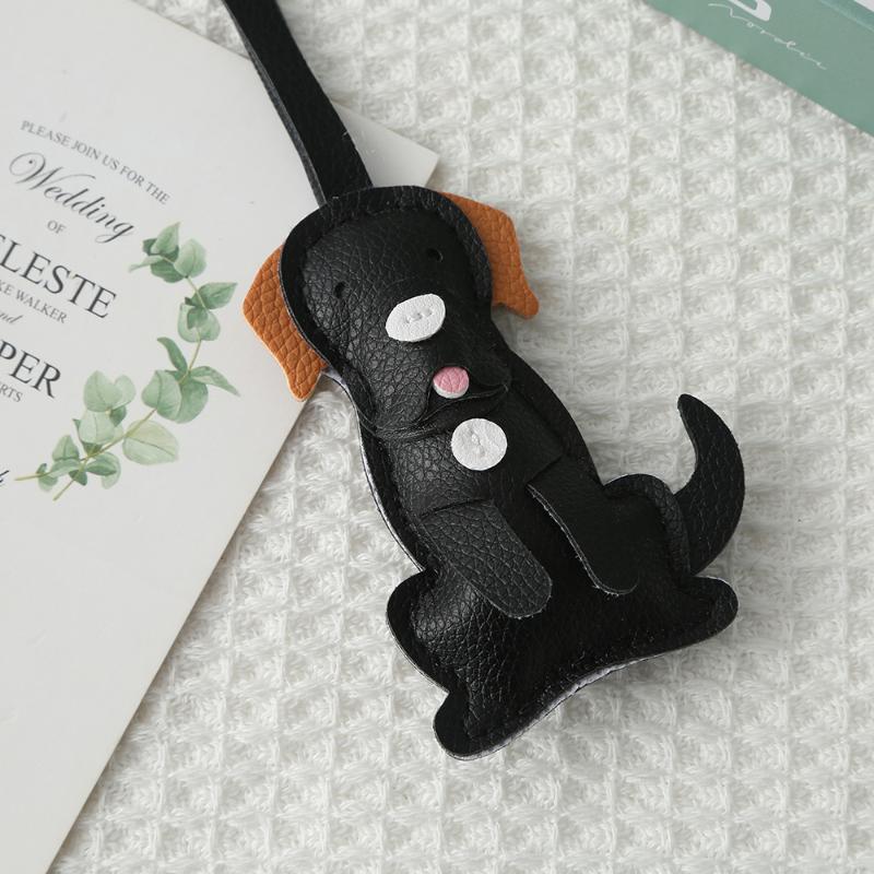 Cute Pu Leather Puppy Bag Charms Cartoon Design Soft Texture For Backpack Key Dog Lovers Gifts