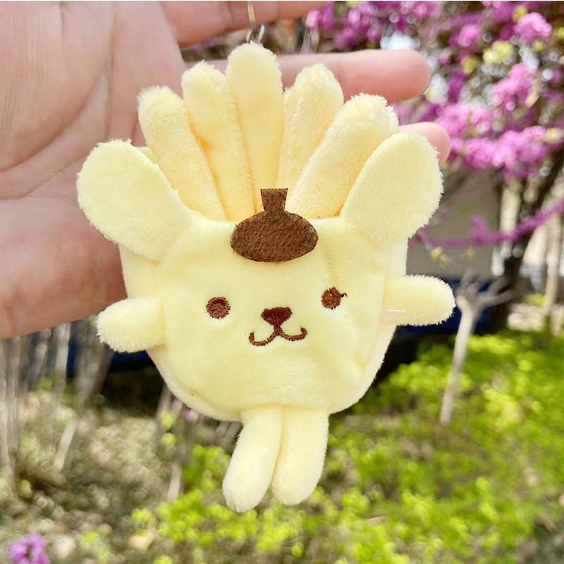 Playful Fun And Plush Keychain Toys Featuring Cartoon Hamburger And Fries French