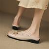 Fashion New Summer Slippers Genuine Leather Slippers for Women Fashion Flower Square Toe Thick Soled Shoes Cover Toe Slippers Sandals