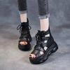 Fashion 2024 New Fashion Platform Sandals Women Cross Genuine Leather Wedges Platform Heel Gladiator Sandals Women Summer Roman Shoes