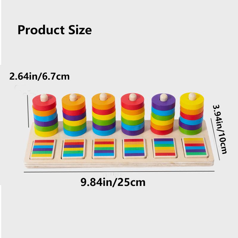 Wooden Color Matching Game, Set Pillar Pairing Toy, Color Recognition, Exercise Hand-eye Coordination, Concentration And Memory