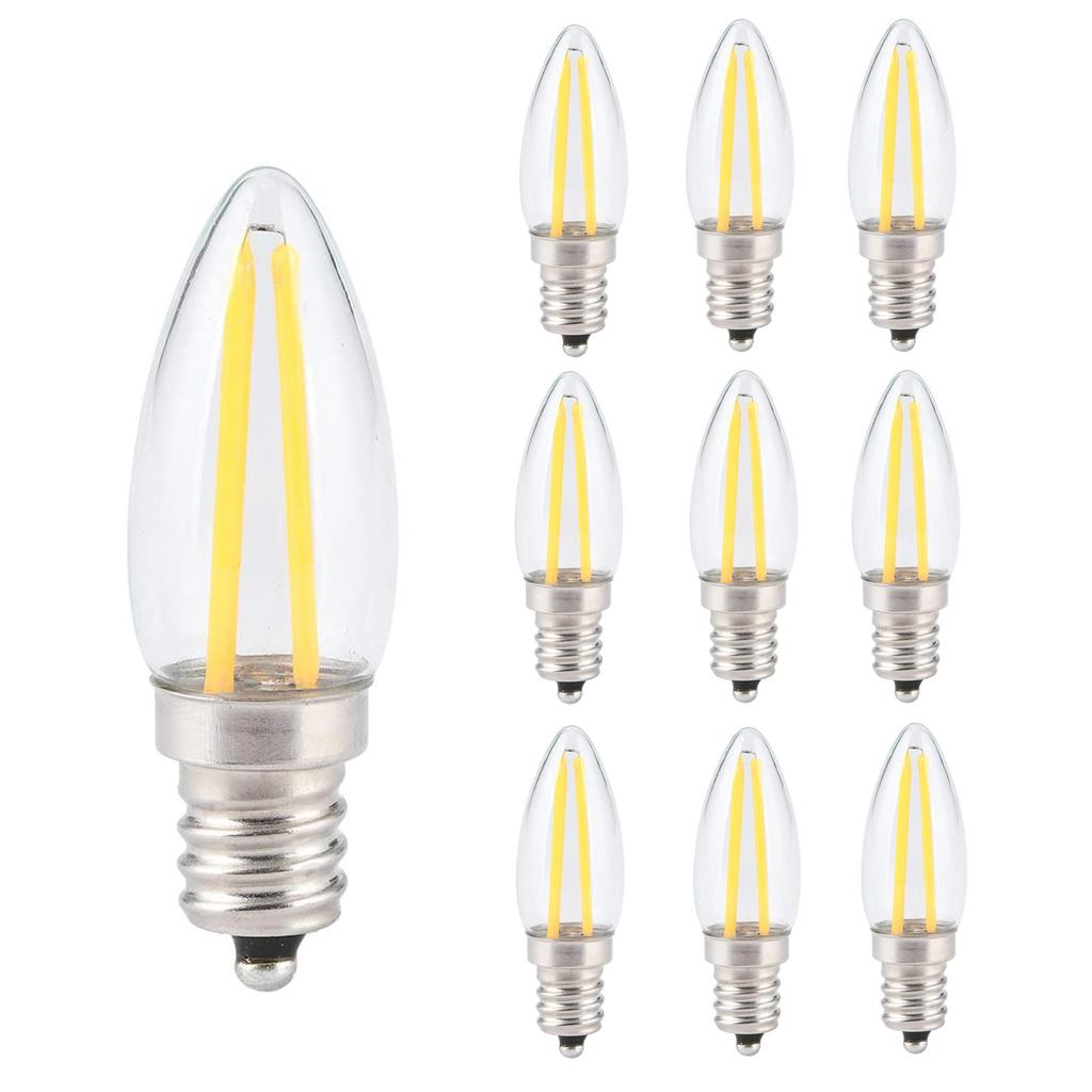 10 STÜCKE Vintage E12 LED Filament Glühbirne 1,5W AC220V COB Kandelaberfassung Licht für Kristallleuchter Schminkspiegel Beleuchtung Halogen ersetzen