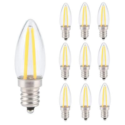 10 st Vintage E12 LED-glödtrådslampa 1,5W AC220V COB Ljus med ljusstakebas för Kristallkrona Sminkbordsbelysning Ersätter Halogen