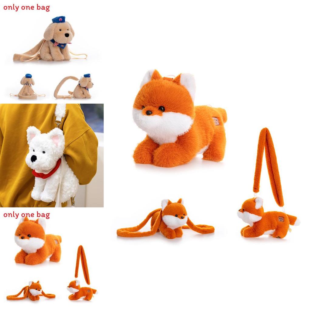 Cartoon Fox Schnauzer Golden Retriever Plush Backpack For Childrens Birthday Gift And Storage