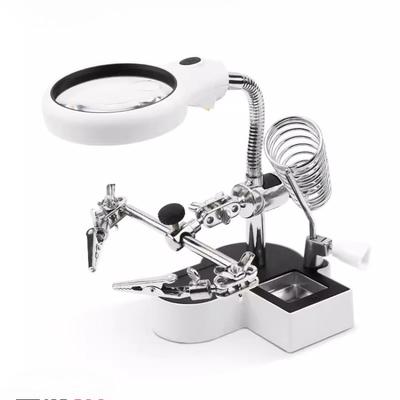4.5x 11x Welding Auxiliary Clip Magnifier Helping Hands Soldering Magnifying Glass With Led Lights For Repair Work