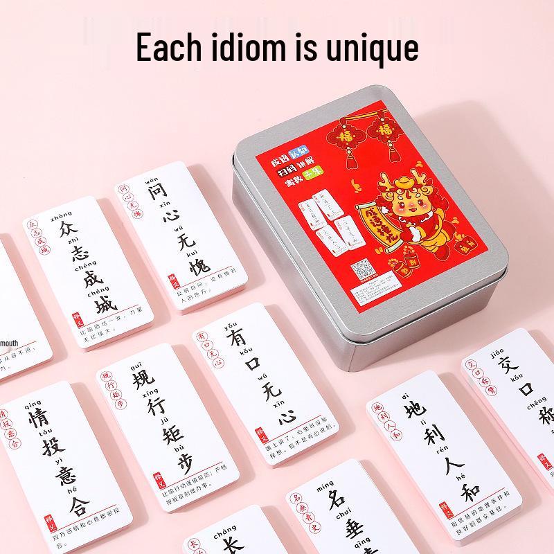 Idiom Dragon Poker: Flashcards for Elementary Students - Educational Word Recognition & Parent-Child Thinking Toys