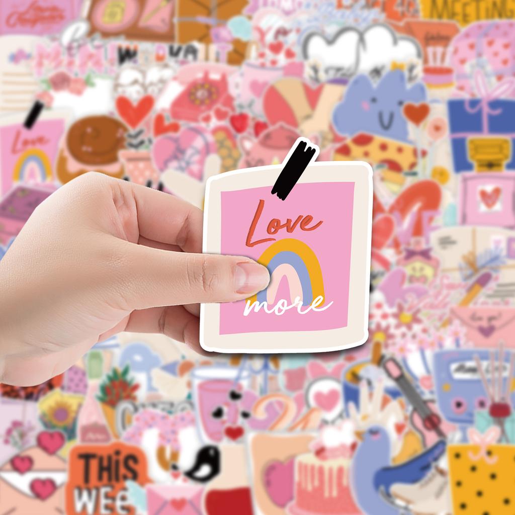 100 Valentine's Day Graffiti Stickers Suitcase Car Notebook Skateboard Water Cup Waterproof Decorative Stickers