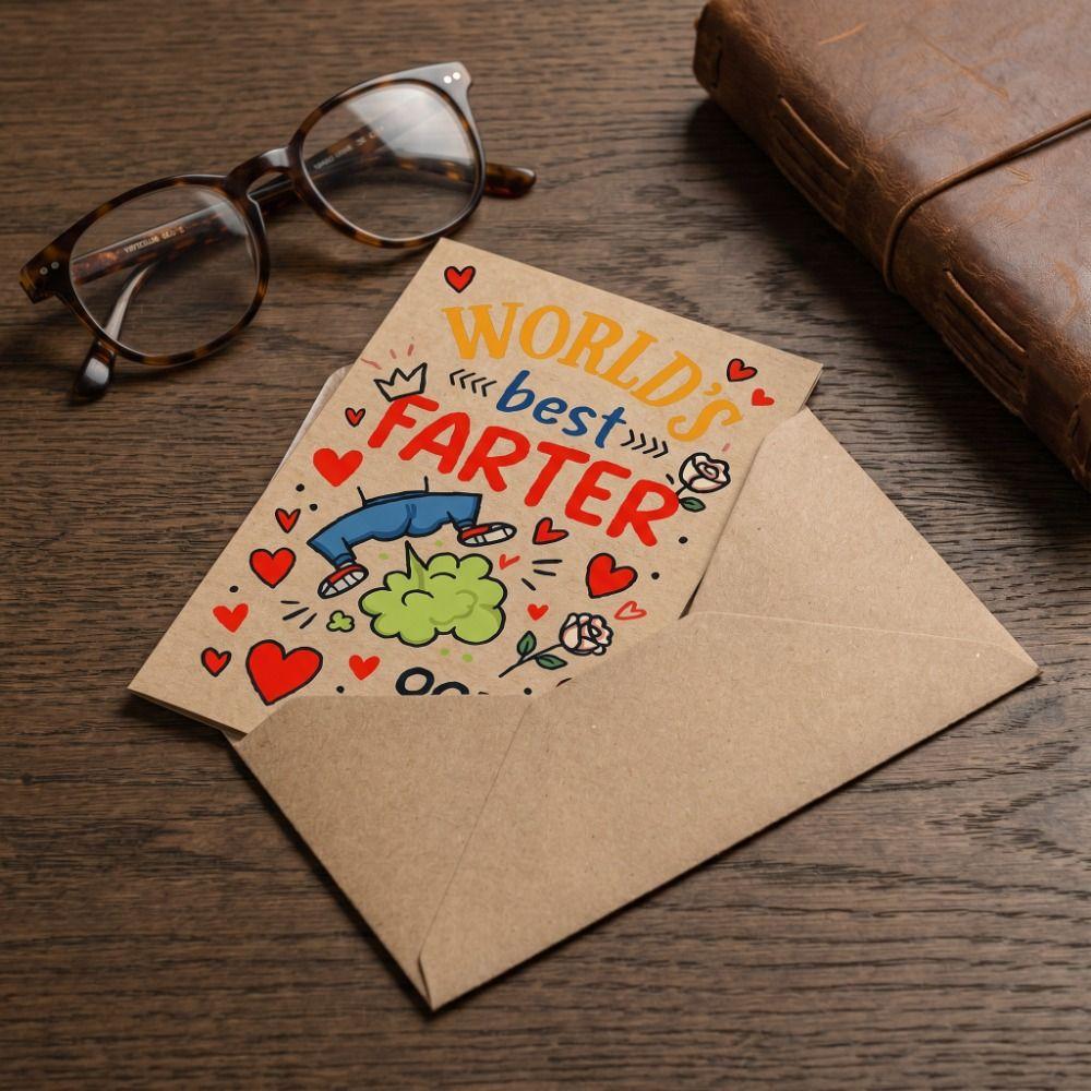 Mit Umschlag Vatertagskarte Lustiges Design Vatertagsgeschenke Cartoon Papa Grußkarte Geburtstag
