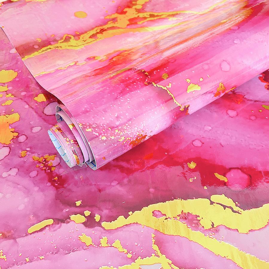 Samolepicí mramorová tapeta se zlatou fólií, odlepovací a nalepovací, vodotěsná, odolná proti oleji, nálepka na kuchyňskou zástěnu a pracovní desku, 5vrstvá PET samolepka na zeď pro nábytek